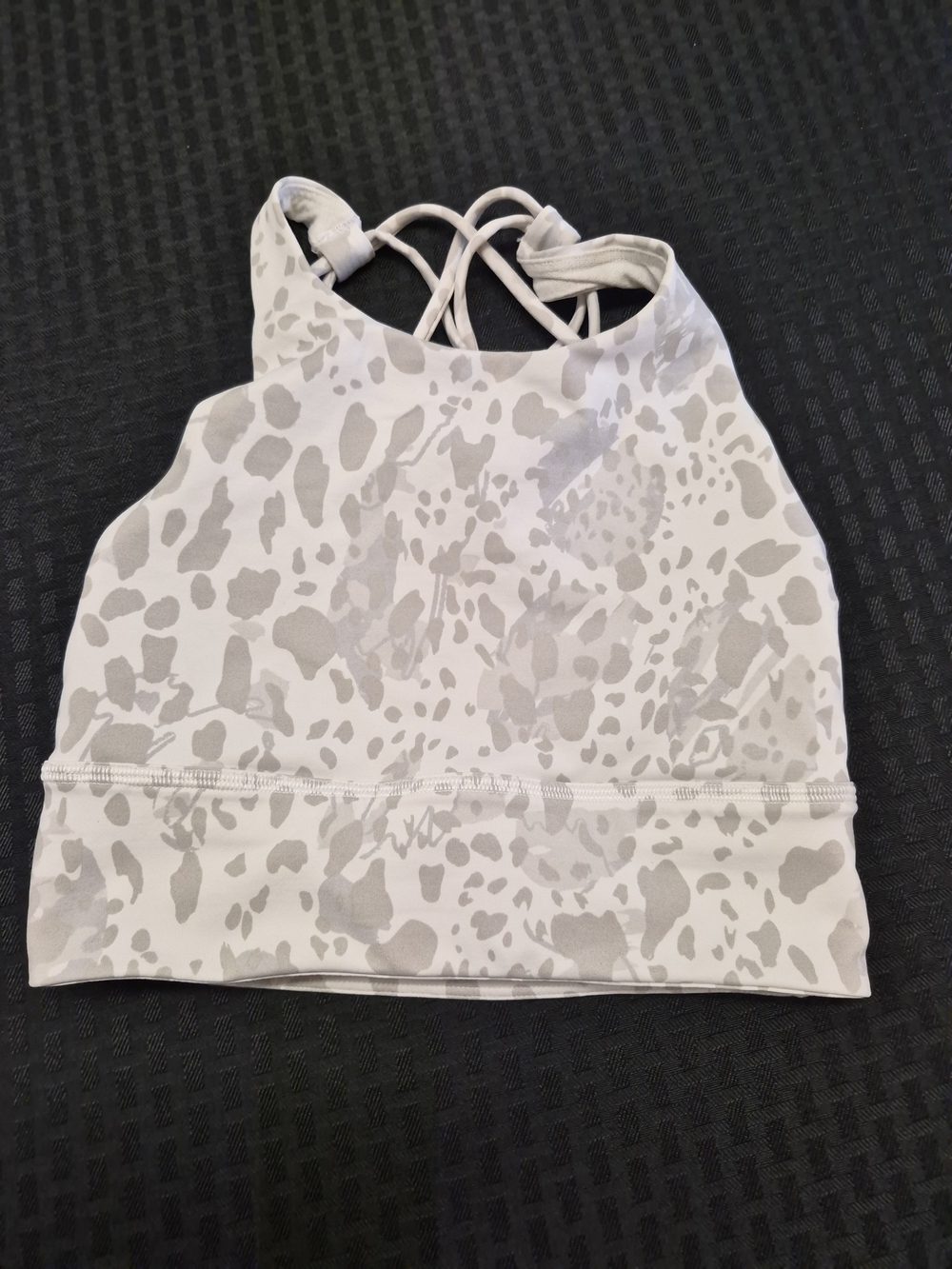 lululemon athletica High-Neck Printed Sports Bra - Light Gray & White - Picture 2 of 4